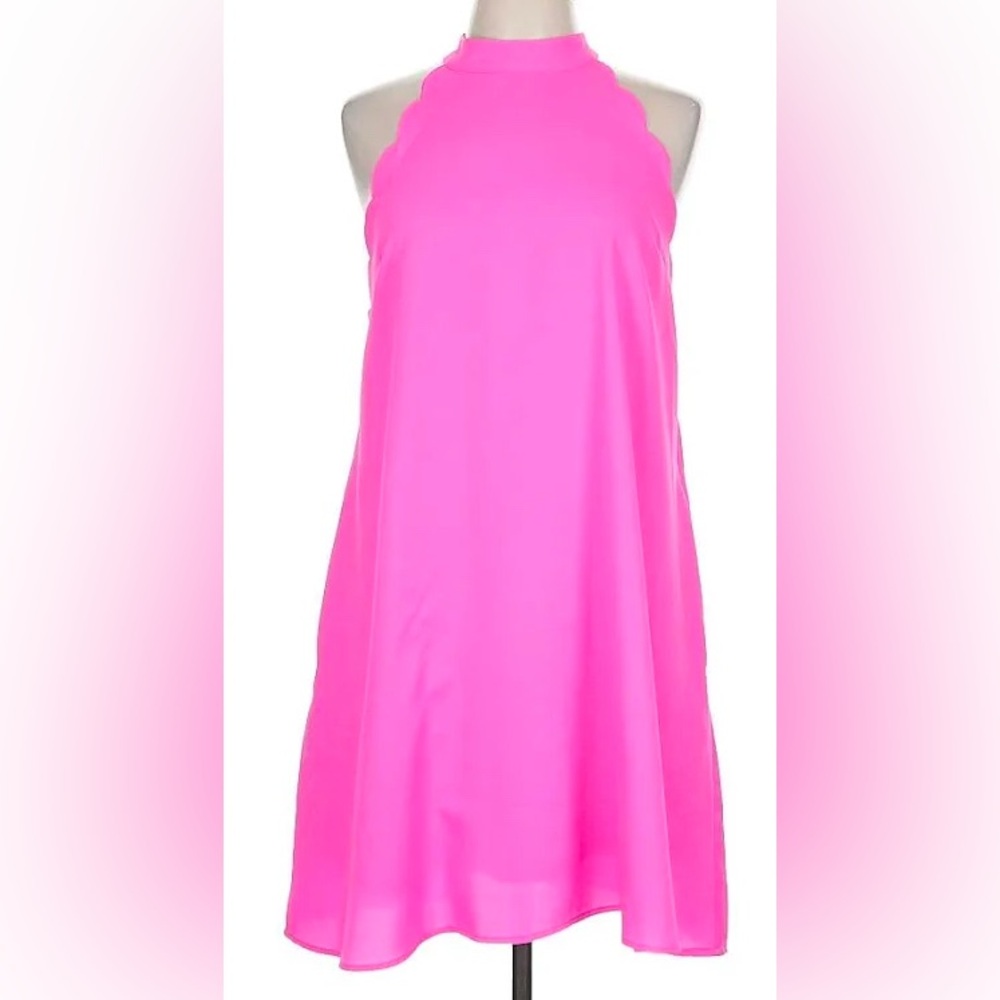 Love Riche Pink Scalloped Dress with Bow